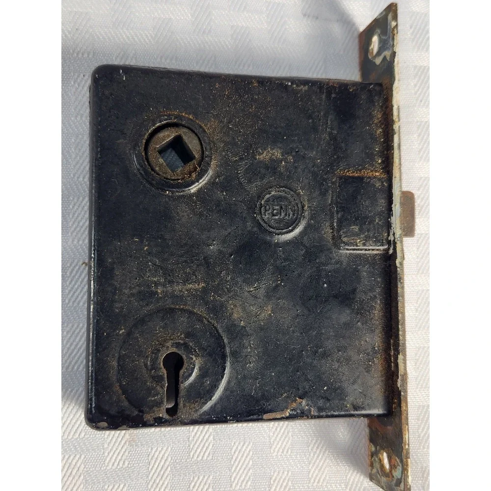 Vintage PENN Mortise Door Lock Cast Iron Metal Restoration